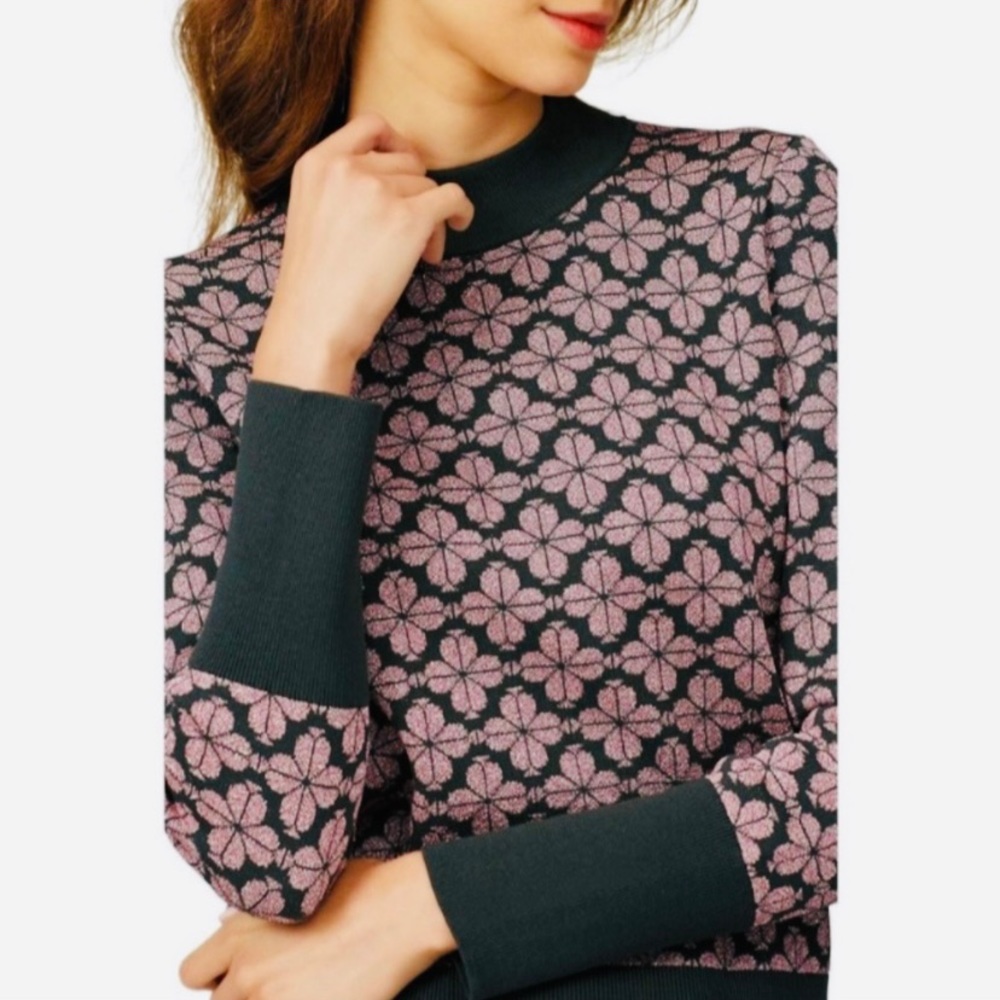 Kate Spade Pink & Green Metallic Flower Sweater